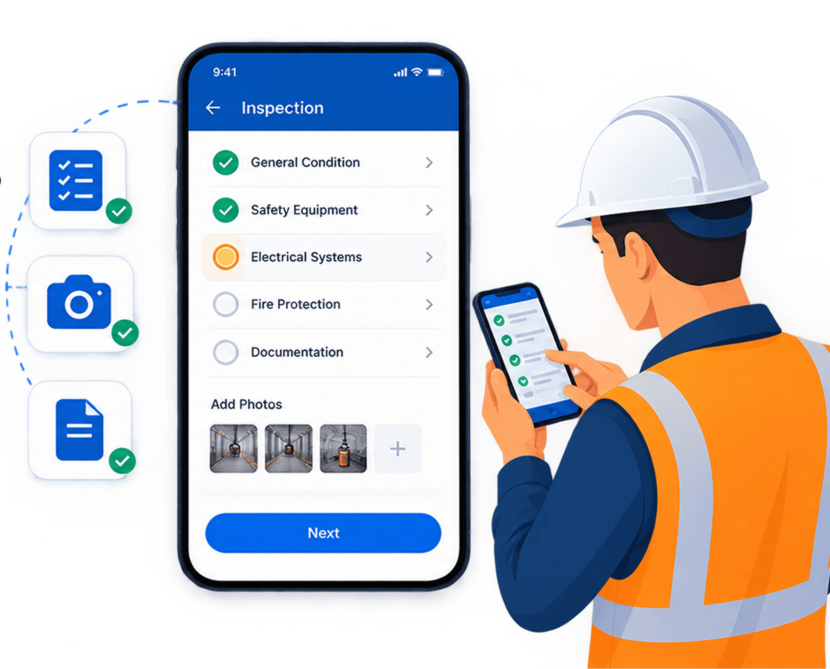 Veritasq Inspector conducting round with mobile scan and digital checklist