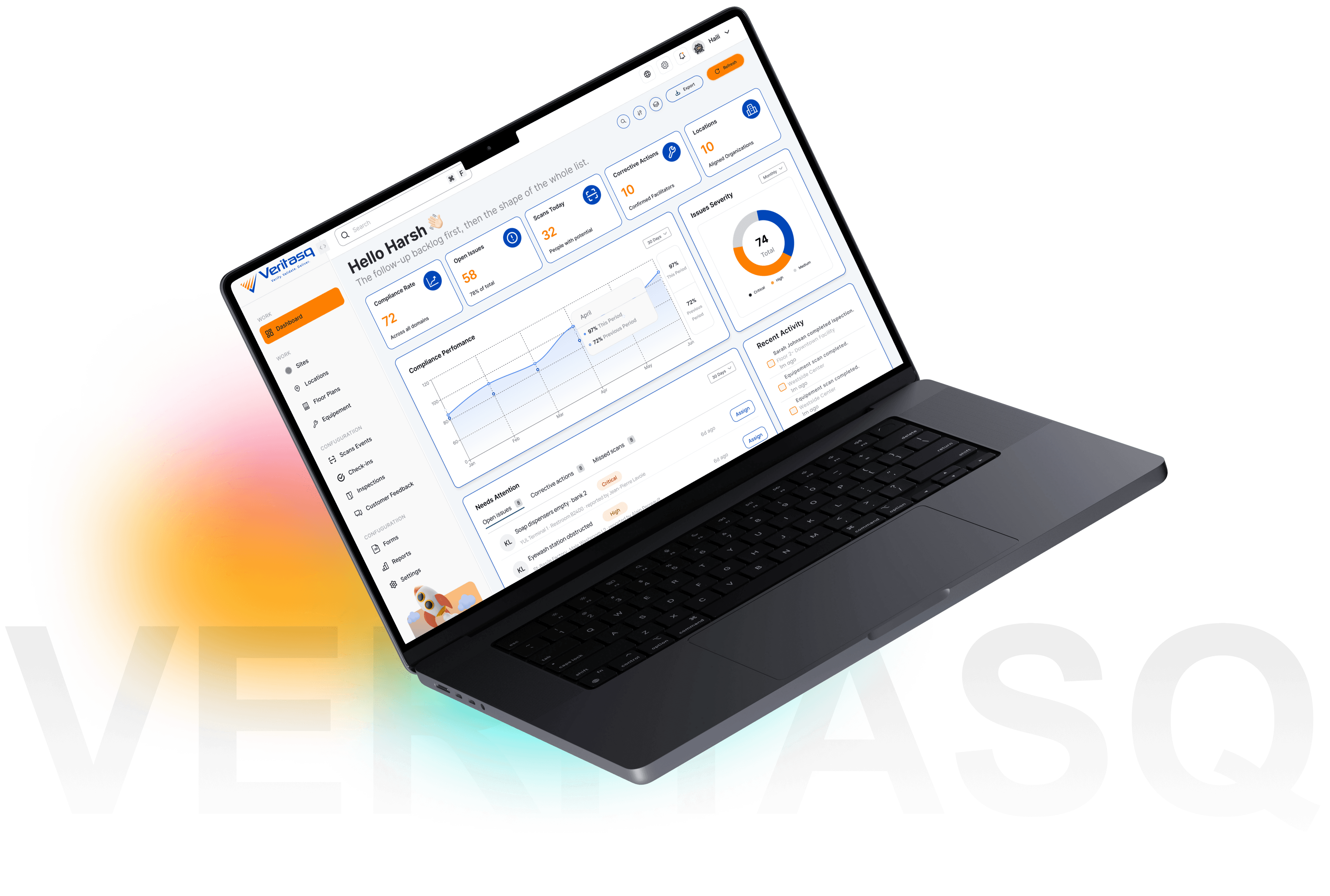 Veritasq Master Dashboard on Laptop